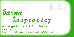 barna kosztolicz business card